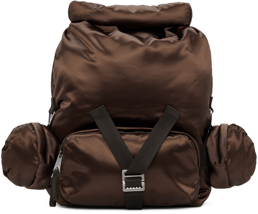 Bottega Veneta Brown Satin Backpack, $3,200 | SSENSE | Lookastic