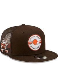 New Era Brown Cleveland Browns Retro Logo 75th Anniversary Trucker 9fifty Snapback Hat
