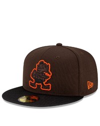 New Era Brownblack Cleveland Browns 2021 Nfl Sideline Road 59fifty Fitted Hat
