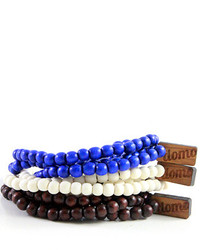 Domo Beads Blue Dark Brown White Wrap Bracelet Bundle