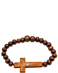 Vallour Brown Wooden Rosary And Bracelet Combo