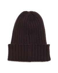 Thom Sweeney Rib Cashmere Beanie In Ayrton Brown At Nordstrom