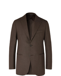 Berg & Berg Tobacco Dan Ii Slim Fit Unstructured Wool Suit Jacket