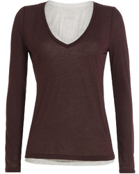 Majestic Layered Cotton Top With Cashmere
