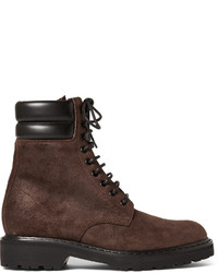 Saint Laurent Leather Trimmed Brushed Suede Boots