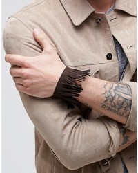 Asos Brand Fringed Bracelet In Brown