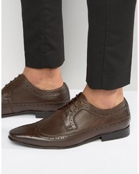 Frank Wright Brogue Wing Tip Shoes In Brown