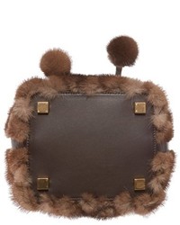 Michael Kors Michl Kors Extra Small Miranda Genuine Mink Fur Bucket Bag Brown