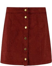 Boohoo Adalyn Cord Button Through Mini Skirt