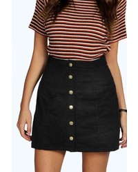 Boohoo Adalyn Cord Button Through Mini Skirt