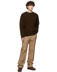 System Brown Mohair Cable Crewneck