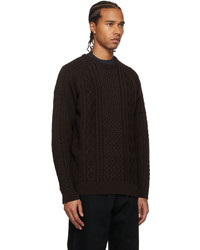 Noah Brown Wool Fisherman Sweater