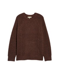 Madewell Donegal Cable Knit Fisherman Sweater In Dark Fudge Donegal At Nordstrom