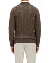 Inis Meain Cable Knit Sweater Brown