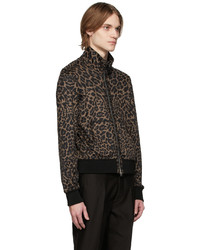 Tom Ford Brown Leopard Zip Up Sweater