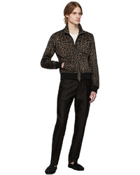 Tom Ford Brown Leopard Zip Up Sweater
