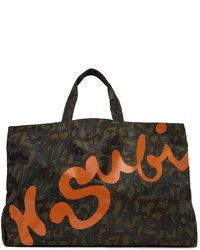 Dark Brown Camouflage Canvas Tote Bag