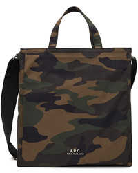A.P.C. Green Camouflage Tote