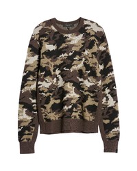 Dark Brown Camouflage Crew-neck Sweater