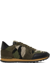 Dark Brown Camouflage Leather Athletic Shoes
