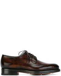 Dark Brown Camouflage Leather Derby Shoes