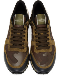 Valentino Brown Garavani Camo Rockrunner Sneakers