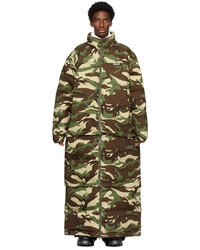 Dark Brown Camouflage Puffer Coat