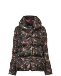 Dark Brown Camouflage Puffer Jacket