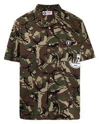 Dark Brown Camouflage Short Sleeve Shirt