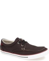 Dark Brown Canvas Boat Shoes