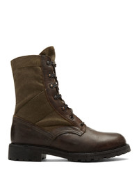 Dark Brown Canvas Casual Boots