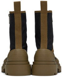 Bottega Veneta Black Khaki Calf High Boots