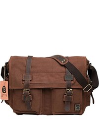 Dark Brown Canvas Messenger Bag