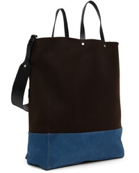 Jil Sander Brown Blue Base Pocket Tote Bag