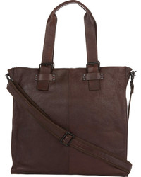 Barneys New York Top Zip Tote Bag Dark Brown