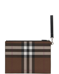 Burberry Brown E Canvas Large Zip Pouch