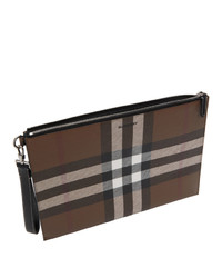 Burberry Brown E Canvas Large Zip Pouch