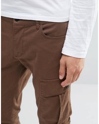 Asos Super Skinny Cargo Pants In Brown