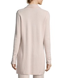 Neiman Marcus Cashmere Collection Cashmere Ribbed Trim Open Front Cardigan