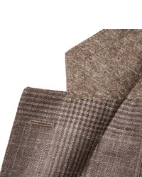 Canali Brown Checked Wool And Silk Blend Blazer