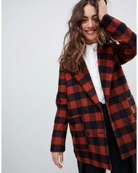 Monki Checked Double Breasted Jacket