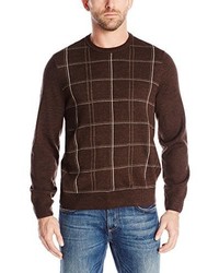 Dark Brown Check Crew-neck Sweater