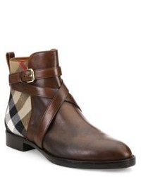 Burberry Vaughn Leather House Check Booties