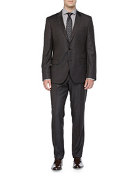 Boss Hugo Boss Grid Check Two Piece Suit Brown