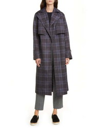 Vince Plaid Trench Coat