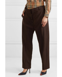 Burberry Layered Wool And Checked Cotton Straight Leg Pants