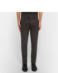 Neil Barrett Slim Fit Tapered Satin Striped Checked Wool Blend Trousers