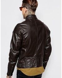 Diesel Leather Jacket L Reed Chevron Biker
