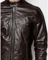Diesel Leather Jacket L Reed Chevron Biker