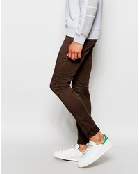 Asos Brand Extreme Super Skinny Chinos In Brown